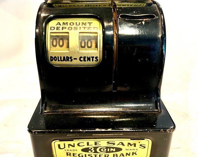VINTAGE Uncle Sams 3 Coin Register Bank by Durable Toy & Novelty Corp