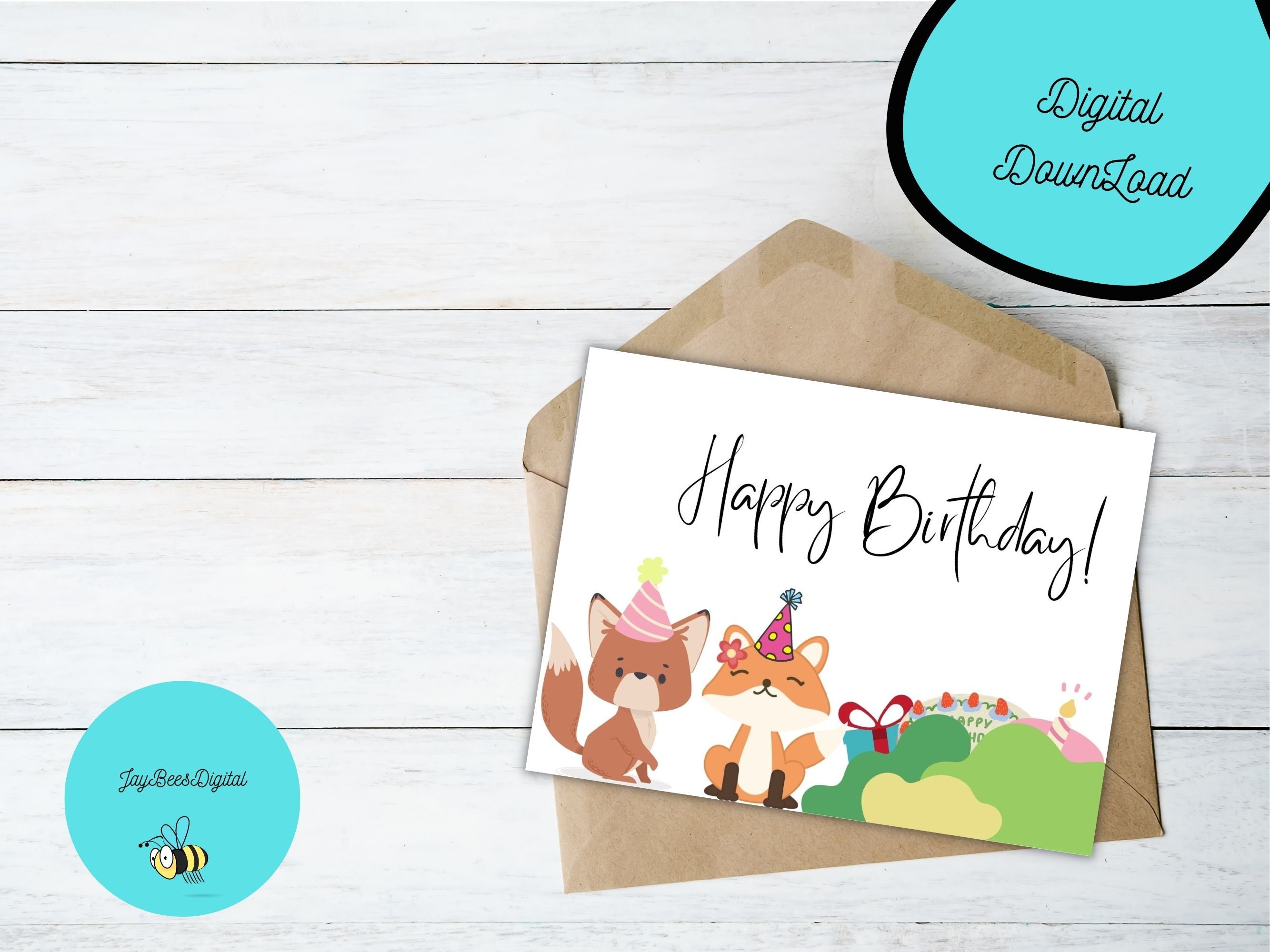 Printable Happy Birthday Card With Envelope Template, 5x7 Greeting ...