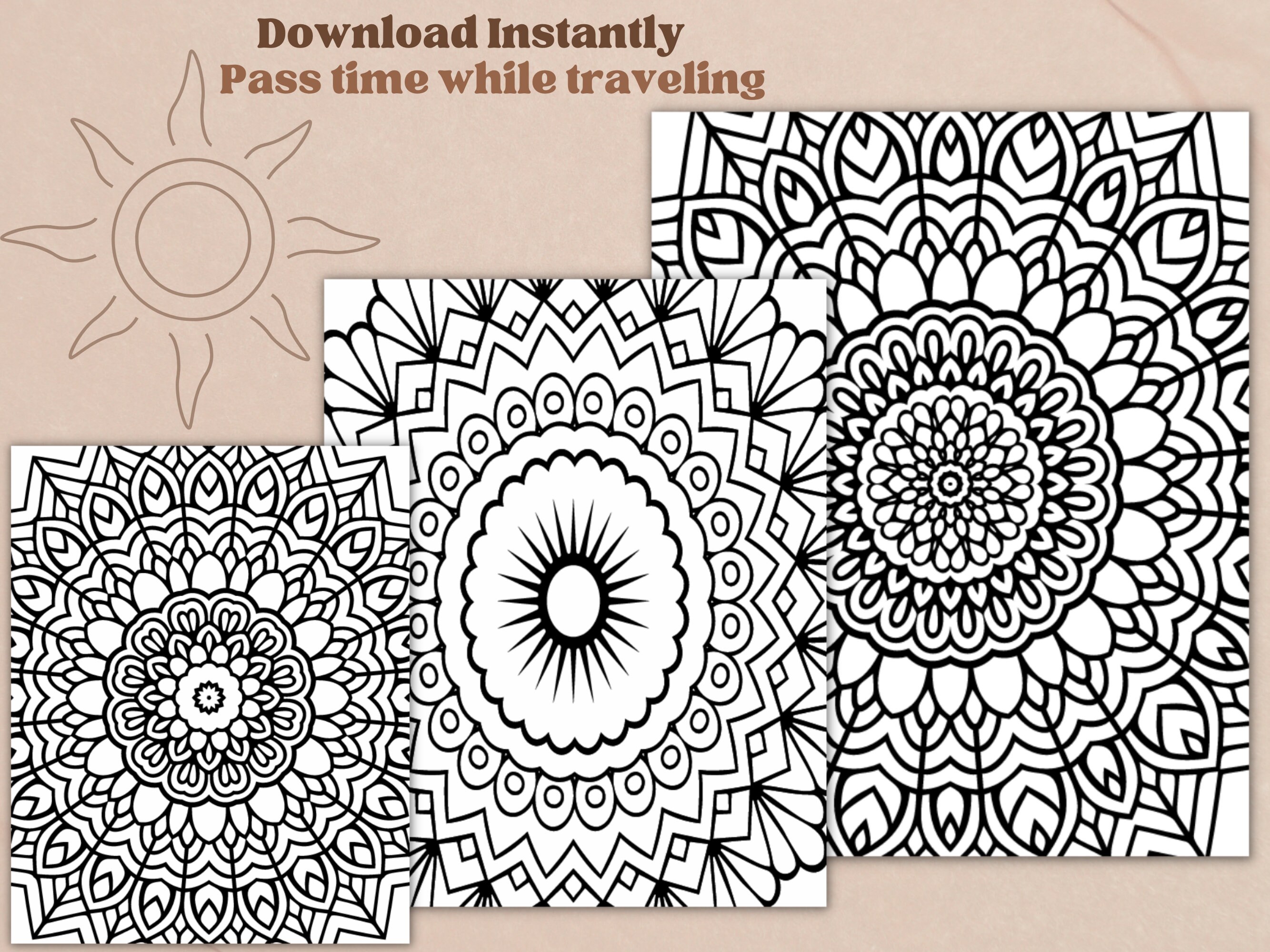 Digital Coloring Book Mandala Themed 20 Unique Printable - Etsy