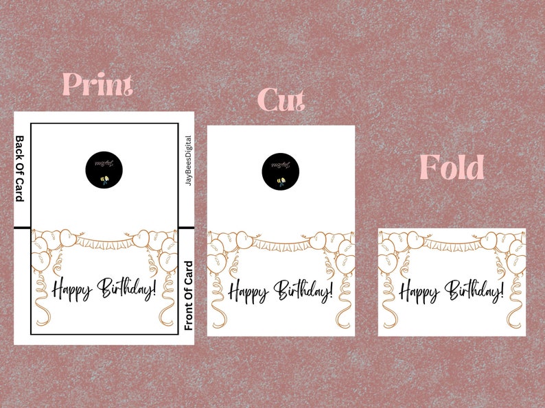 Printable Happy Birthday Card With Envelope Template, 5x7 Greeting ...