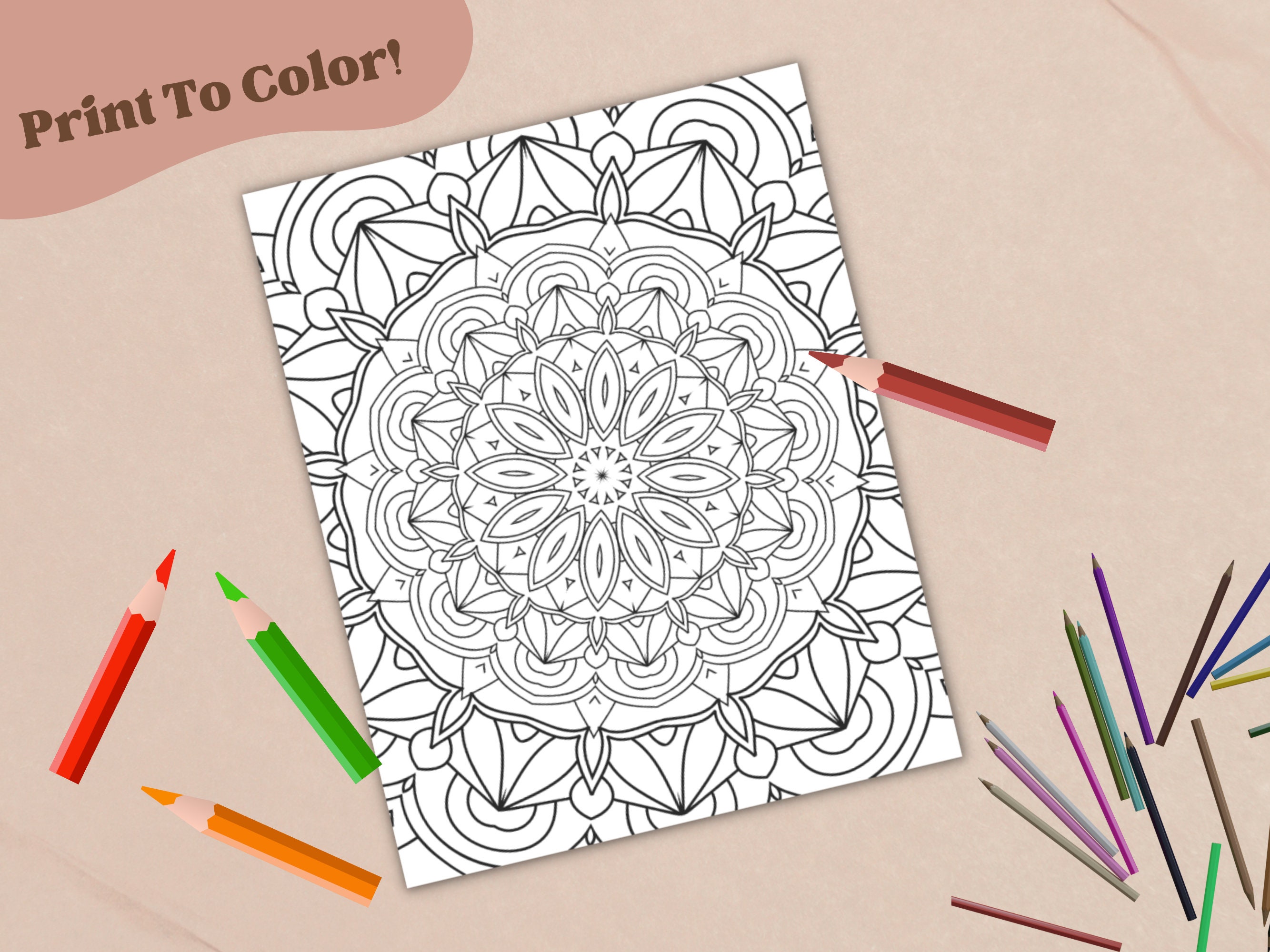Digital Coloring Book Mandala Themed 20 Unique Printable - Etsy