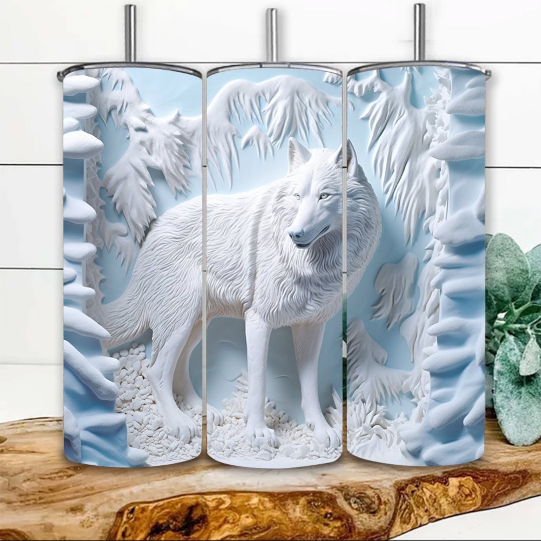 3D Snow Wolf 20 Oz Skinny Tumbler Wrap Sublimation Design - Etsy