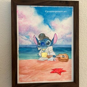 Elvis Stitch - original 9x12 watercolor painting