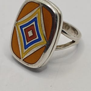 Georg Jensen Denmark sterling silver ring with enamel, designer -Naja Salto.