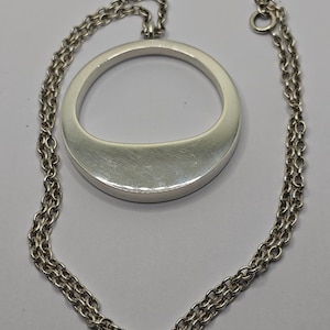 Hans Hansen Denmark vintage sterling silver large pendant with chain.