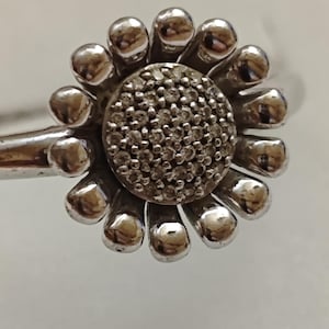 Georg Jensen Denmark sterling silver sunflower ring with diamonds.