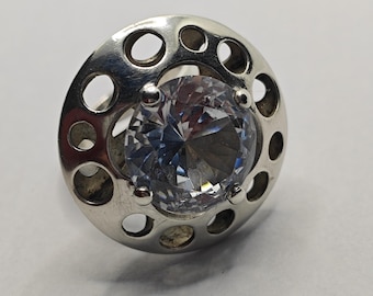 Bague Hermann Siersbol Danemark vintage en argent sterling avec cristal de roche.