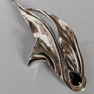 Algot Enevoldsen Pandora sterling silver vintage brooch with black onyx.