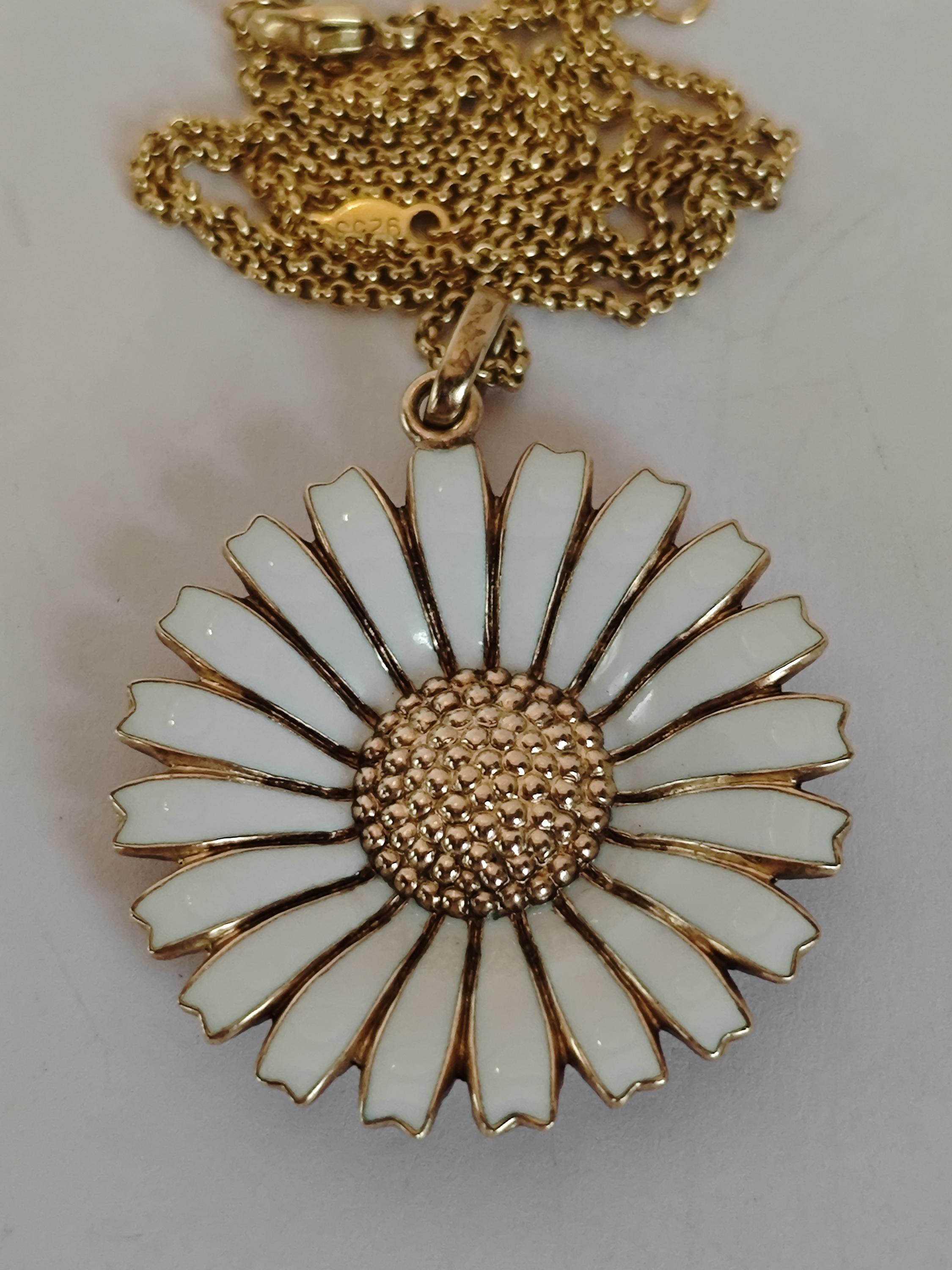Georg Jensen Denmark Gold Plated Silver Daisy Pendant With