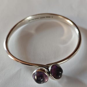 Bent Knudsen Denmark vintage sterling silver bangle bracelet with amethyst.