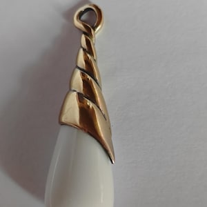 Royal Copenhagen porcelain vintage gold plated silver pendant with white porcelain.