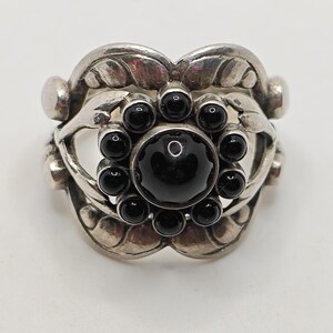 George Jensen Denmark sterling silver ring with black onyx#10.