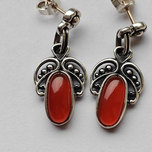 Georg Jensen Denmark sterling silver 2005 earrings with cornelian.