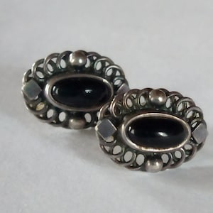 Georg Jensen vintage sterling silver earrings with black agate 2004.