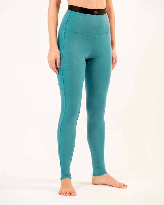 100% Merino wool women’s long leggings with pockets Algiers blue  Activewear, Baselayer, Thermal, Loungewear, Winterwear – S,M,L,XL