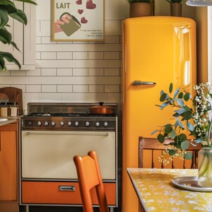 May include: A framed print with the text "Café au Lait" and a hand pouring coffee into a mug. The print is surrounded by red hearts and has the text "I want hot strong coffee, French Roast, I want milk, steamed."