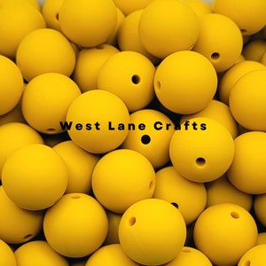 Silicone Beads, 15mm Mustard Yellow Silicone Beads, Silicone Bulk Beads, Wholesale Silicone Beads