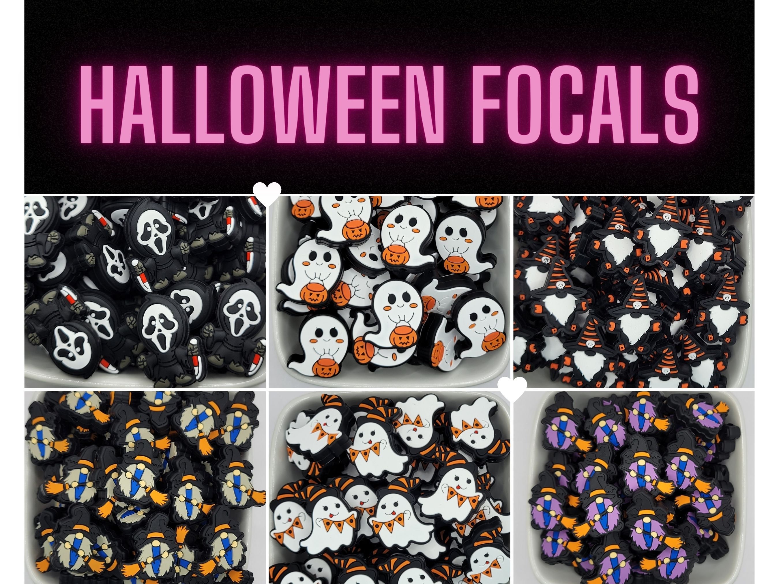 ハロウィンフォーカルビーズ、ゴーストフォーカルビーズ、ホラーフォーカルビーズ、ウィザードフォーカルビーズ、シリコンビーズ、ビーズ