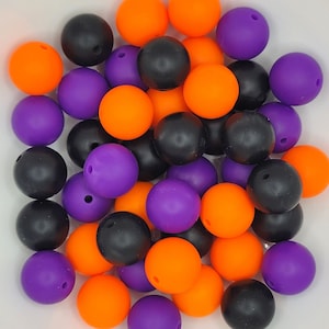 Halloween Mixed Beads, Orange, Black and Purple Silicone Bead Mix, Beads for Pens, Silicone Beads, Beads