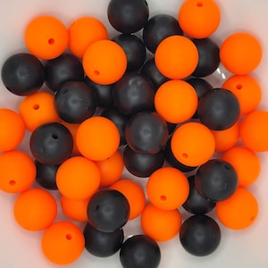 Orange and Black Silicone Bead Mix, Halloween Mixed Sets, Beads for Pens, Silicone Beads, Beads