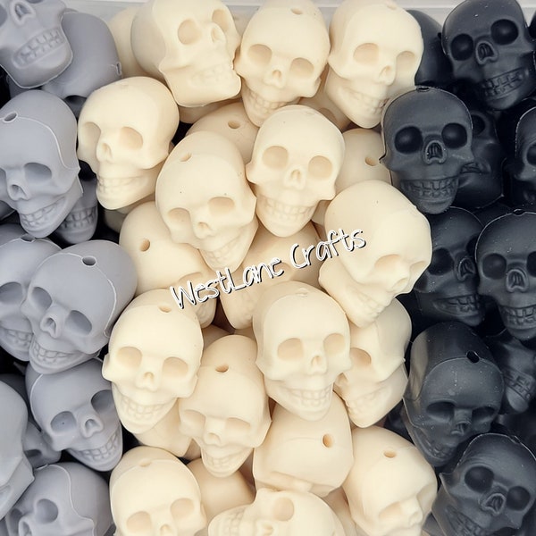Halloween Skull Silicone Focal Bead, Black Skull Bead, Beads for Pens, Silicone Beads, Beads