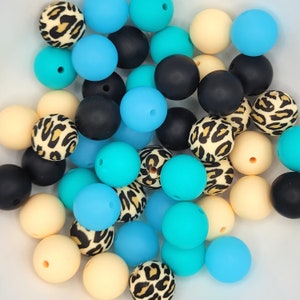 Turquoise Silicone Bead Mix, Aqua Silicone Bead Mix, Bulk Silicone Beads, Wholesale Silicone Beads