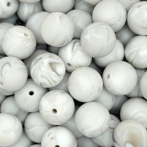 Silicone Beads, Grey Marble Silicone Beads, Swirl Silicone Bead, Sensory Beads, Wholesale Silicone Beads