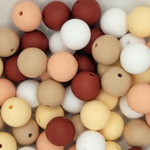Neutral Color Silicone Bead Mix, Earth Tone Beads, Beige Bead Mix, Bulk Silicone Beads, Wholesale Silicone Beads