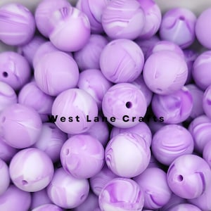 Lavender Marble Silicone Beads, Swirl Silicone Bead, Sensory Beads, Wholesale Silicone Beads