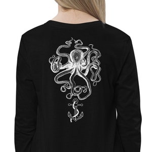 T-shirt Poulpe pour enfants de la mer au rivage, T-shirt à manches longues, T-shirt de poulpe pour enfants, T-shirt de poulpe, Chemise de bateau pour enfants