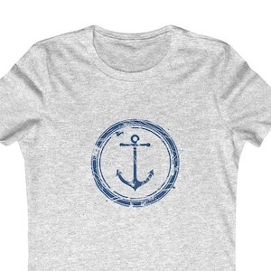 Women&#39;s Distressed Anchor T-Shirt, Nautical T-Shirt, Beachy T-Shirt, Women&#39;s Fitted T-Shirt, Anchor T-Shirt, Nautical Gift Idea