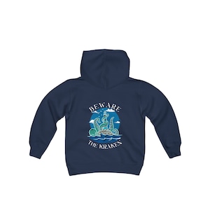 Kids Beware the Kraken Hoodie, Kraken Hoodie, Kids Octopus Hoodie, Octopus Hoodie, Nautical Hoodie