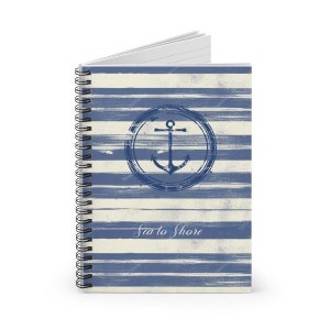 Nautical Spiral Notebook Lined, Beach Themed Notebook, Spiral Notebook, Lined Notebook, Writing Pad, Journals