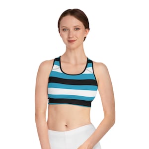 SHREDDED gear Vibrant Striped Sports Bra - Activewear, Workout Gear, Fitness Apparel, Casual Wear, Gym Fashion