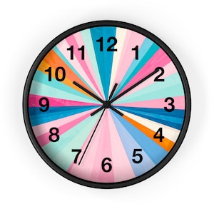 Colorburst Radial Sunburst Wall Clock | Retro Rainbow Timepiece