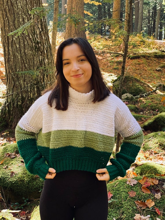 Green Cropped Sweater - Etsy