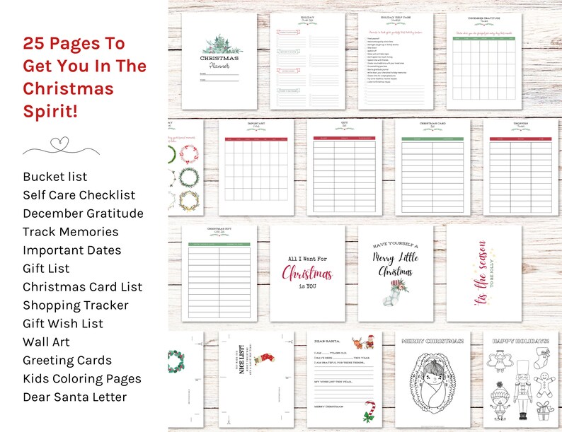 Printable Christmas Planner, Holiday Planner, Dear Santa Letter, Printable Christmas Cards, Kids Christmas Coloring Pages image 2