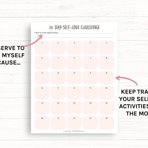 Daily Self Love Planner & 30 Day Challenge, printable planner, instant download image 4