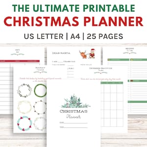 Printable Christmas Planner, Holiday Planner, Dear Santa Letter, Printable Christmas Cards, Kids Christmas Coloring Pages image 1