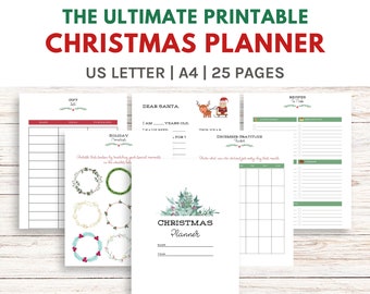 Printable Christmas Planner, Holiday Planner, Dear Santa Letter, Printable Christmas Cards, Kids Christmas Coloring Pages