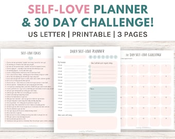 Daily Self Love Planner & 30 Day Challenge, printable planner, instant download