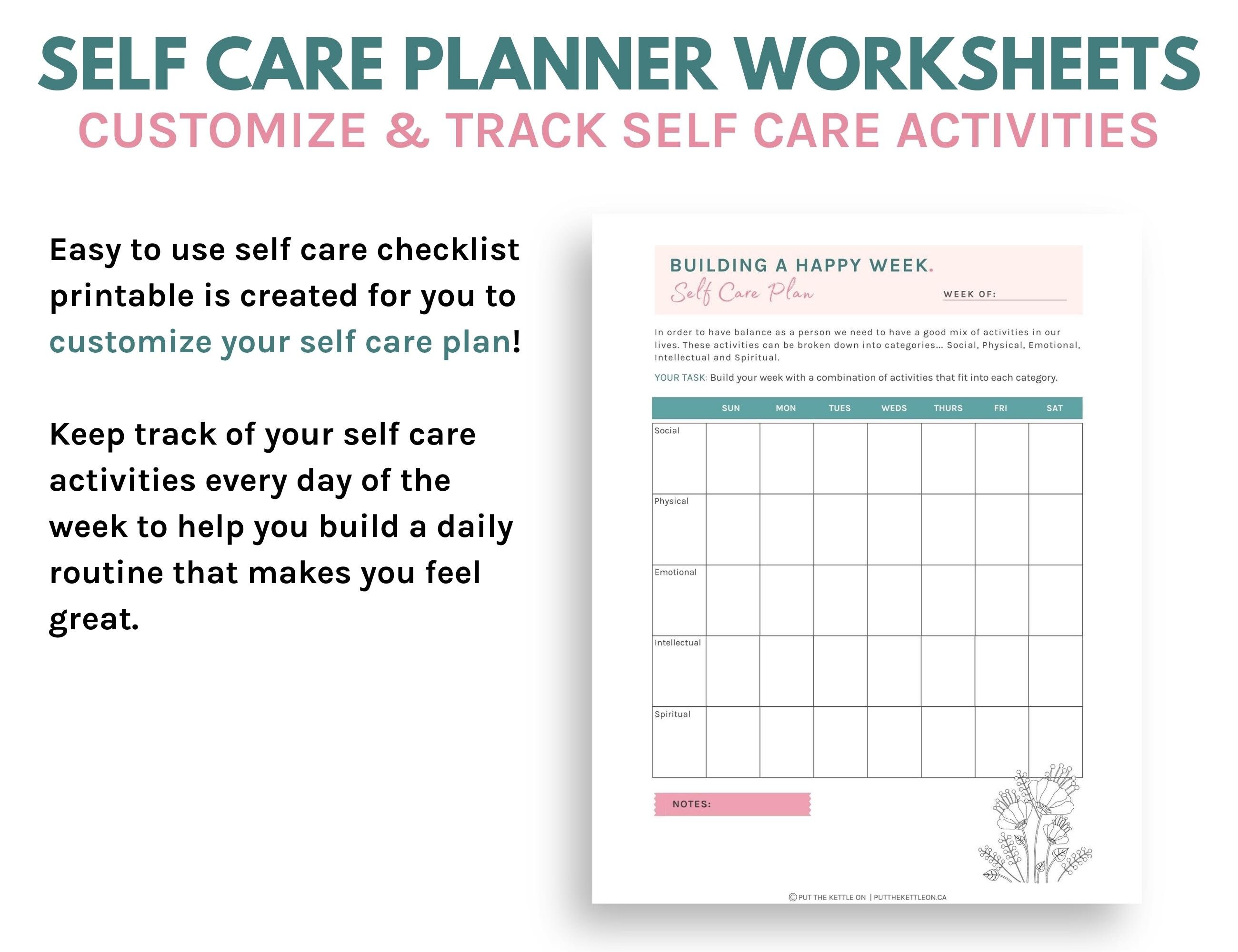 Self Care Planner Printable Worksheets (2 Pages) (digital Download ...
