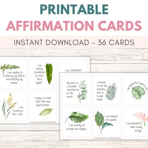 Affirmation cards printable, positive quote flash cards, affirmation cards digital, vision board printables, positive affirmations