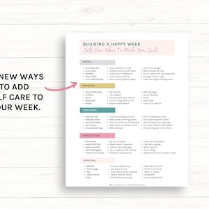 Self Care Planner Printable Worksheets 2 pages, Self Care Worksheets, Mental Health Worksheets, Instant Download image 5