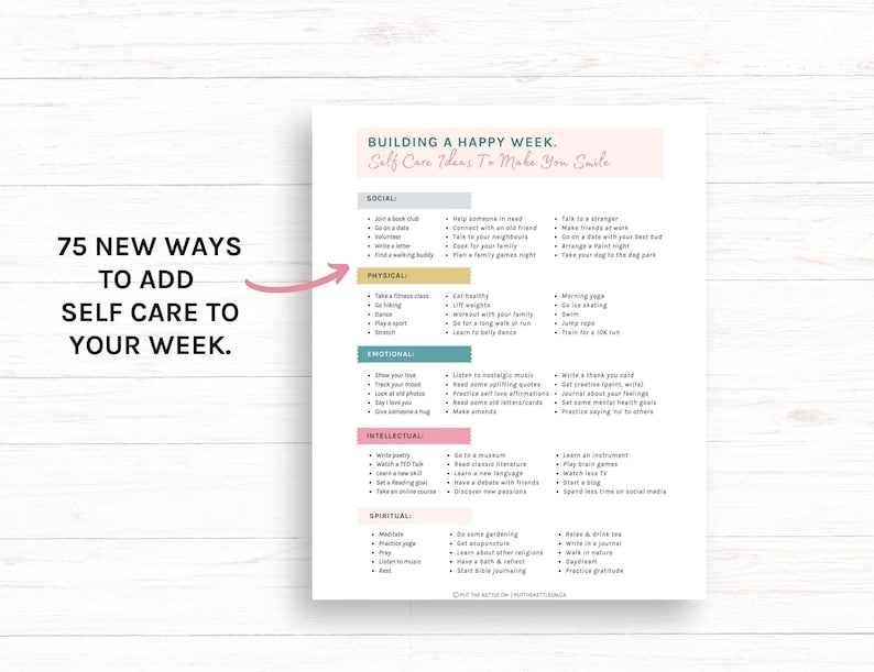 Self Care Planner Printable Worksheets 2 pages, Self Care Worksheets, Mental Health Worksheets, Instant Download image 5