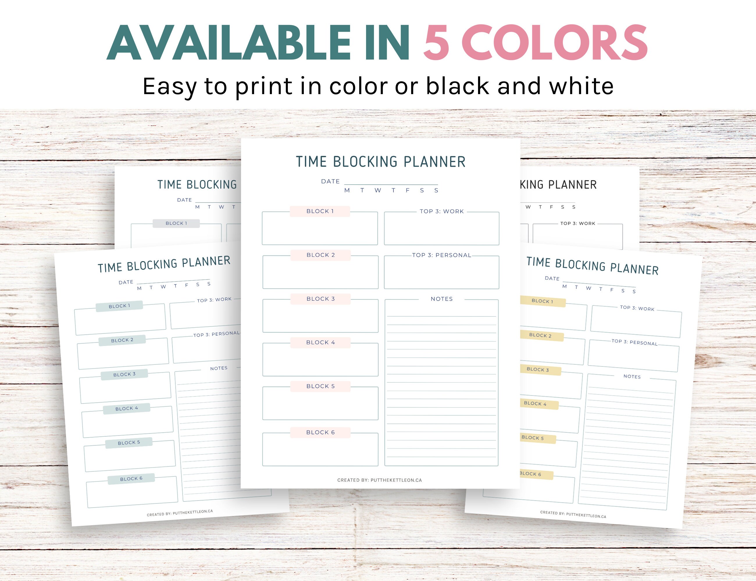 Printable Time Blocking Planner, Daily Schedule (digital Download) - Etsy