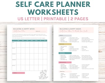 Self Care Planner Printable Worksheets (2 Pages) (Digital Download)