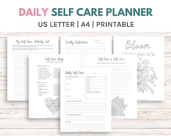 Daily Self Care Planner, Mental Health Tracker (Printable PDF)