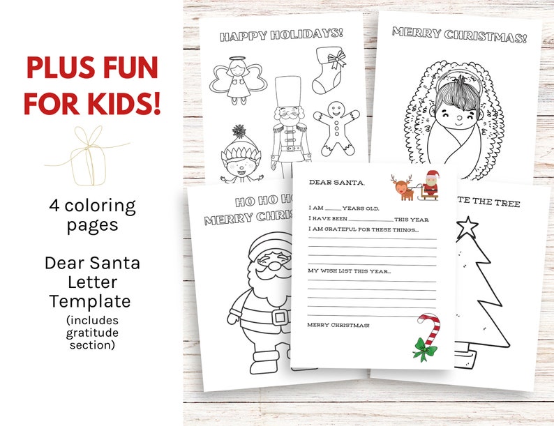 Printable Christmas Planner, Holiday Planner, Dear Santa Letter, Printable Christmas Cards, Kids Christmas Coloring Pages image 6