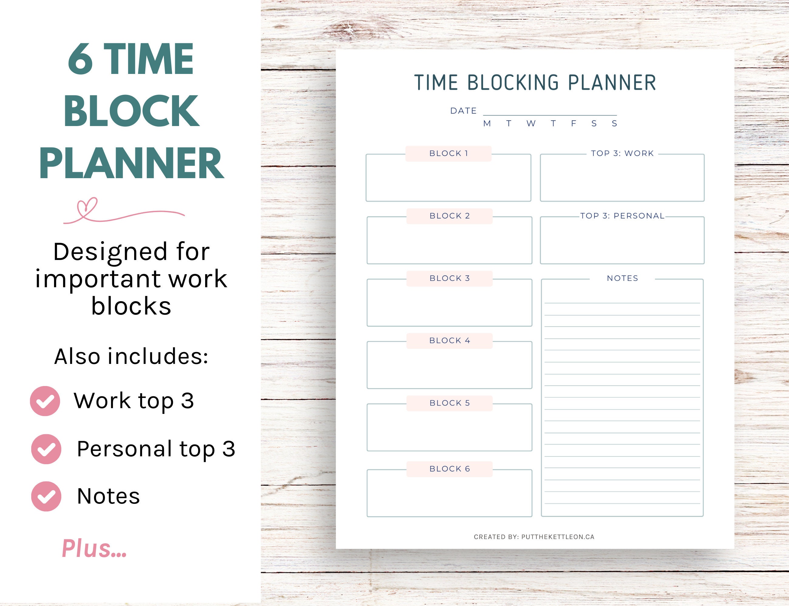 Printable Time Blocking Planner, Daily Schedule (digital Download) - Etsy